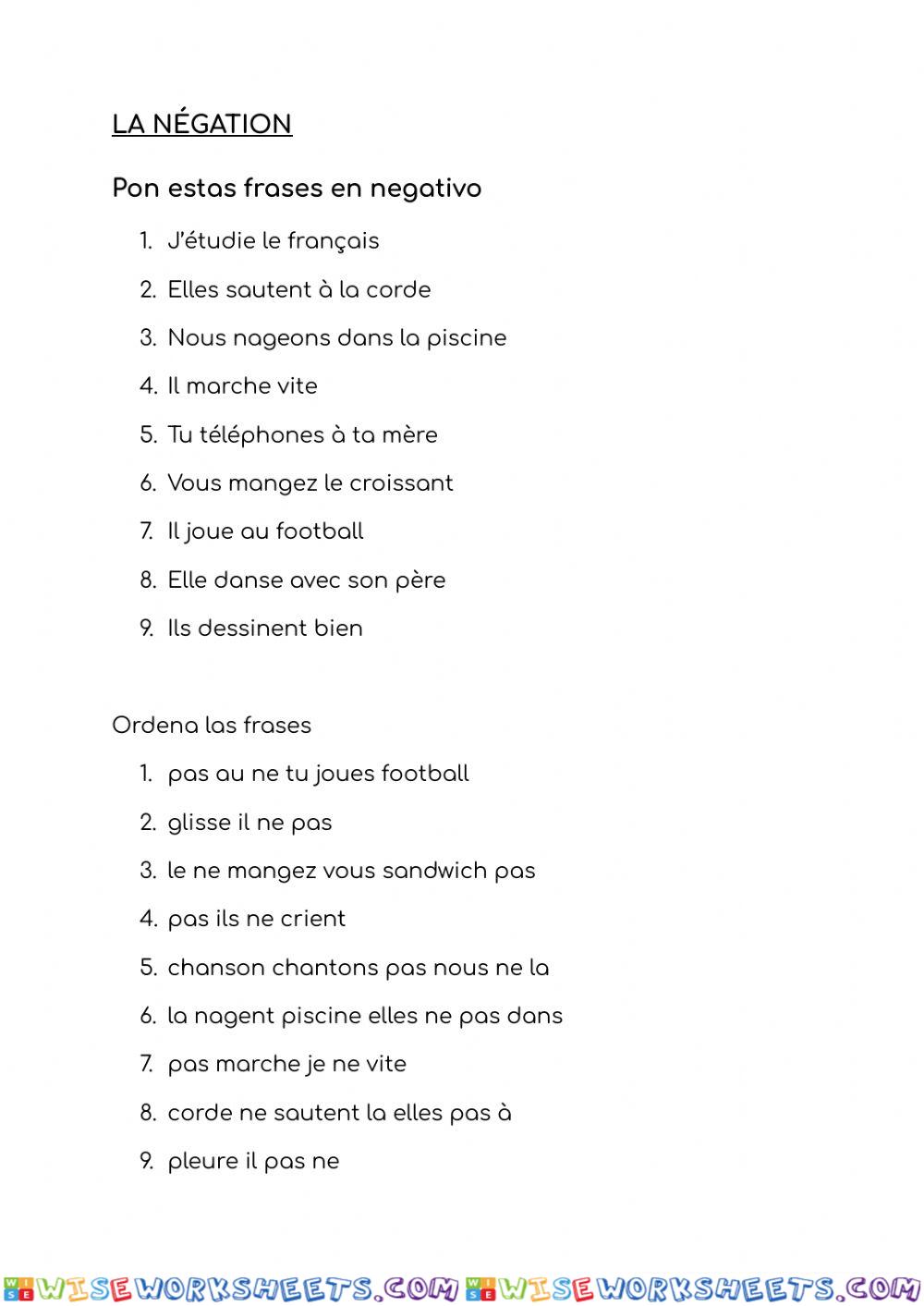 La négation (ne pas)