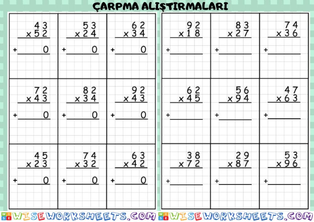 İki Basamaklı Sayılar İle Çarpma