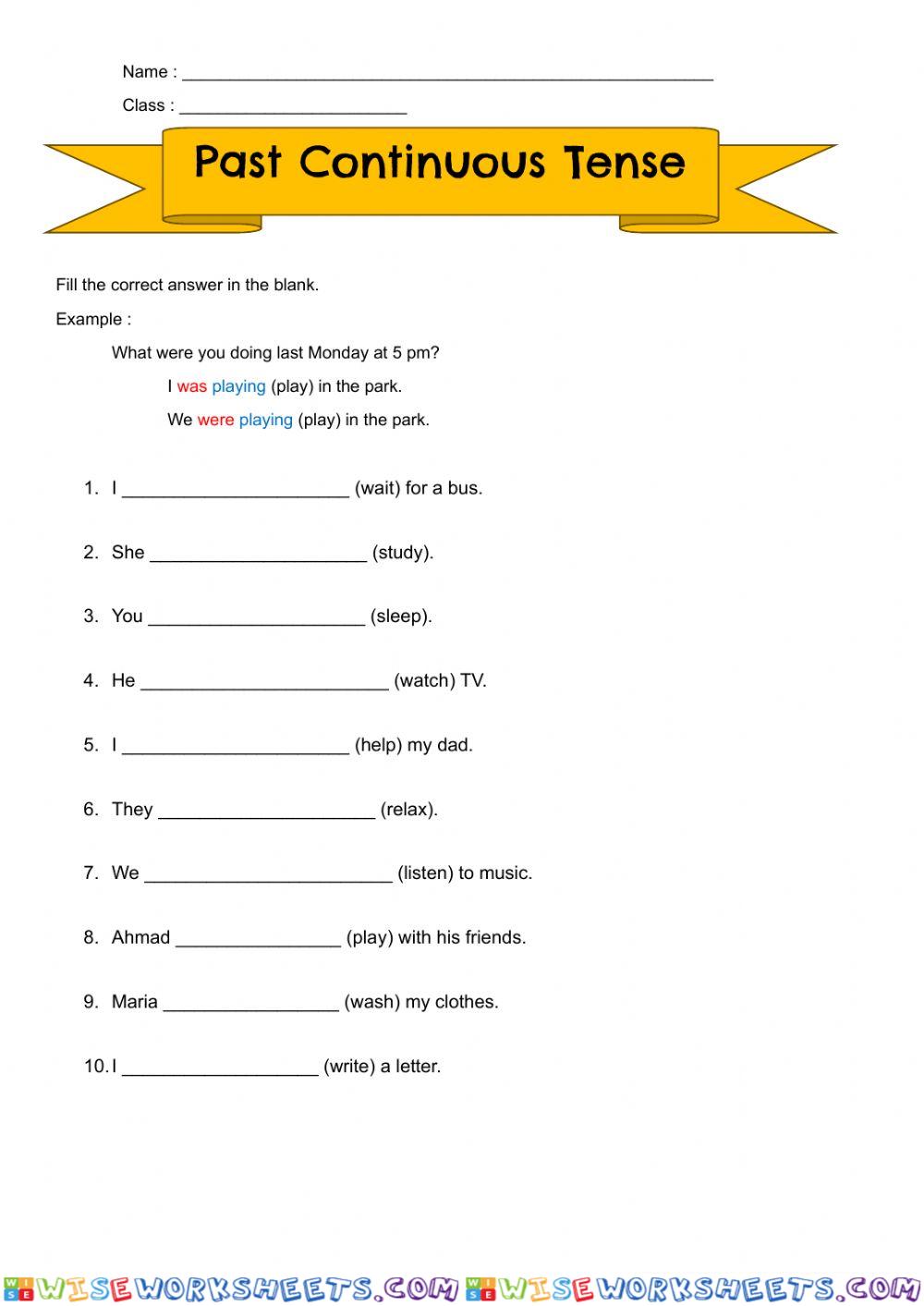 Past continuous tense