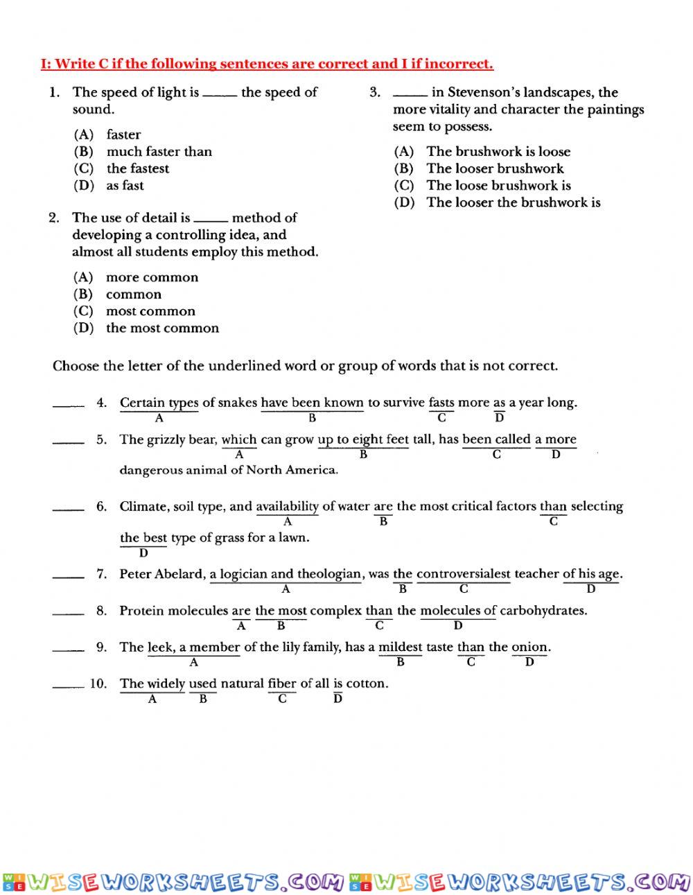 worksheet