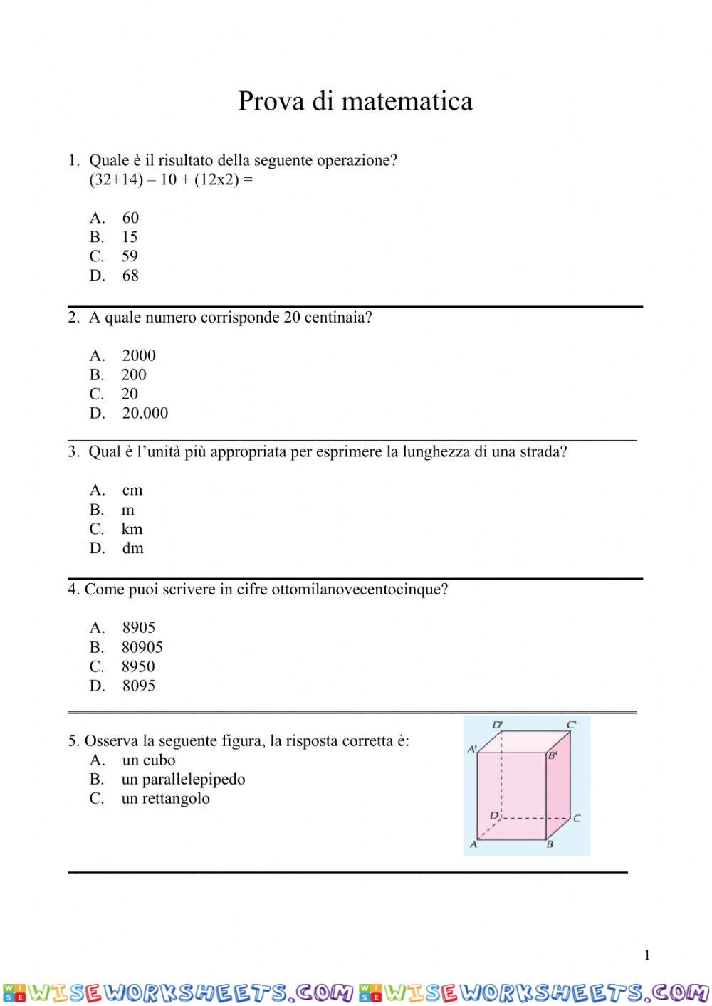 Simulazione Invalsi matematica