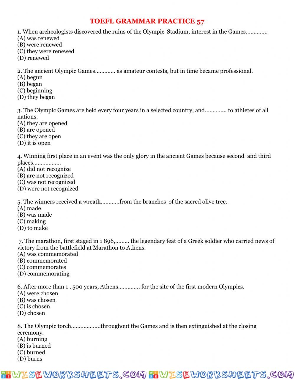 Toefl grammar practice 57