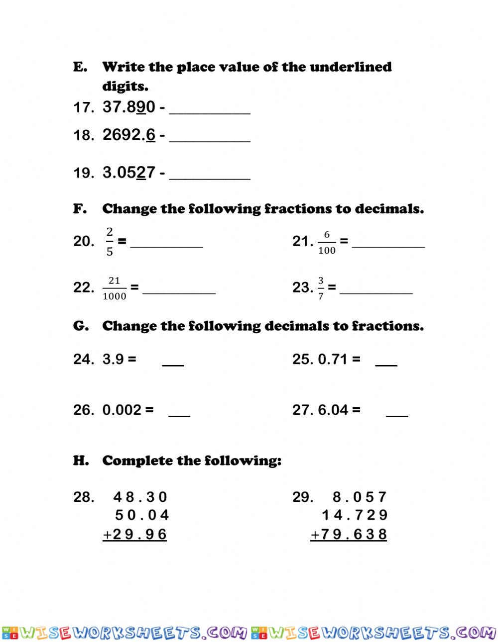 worksheet