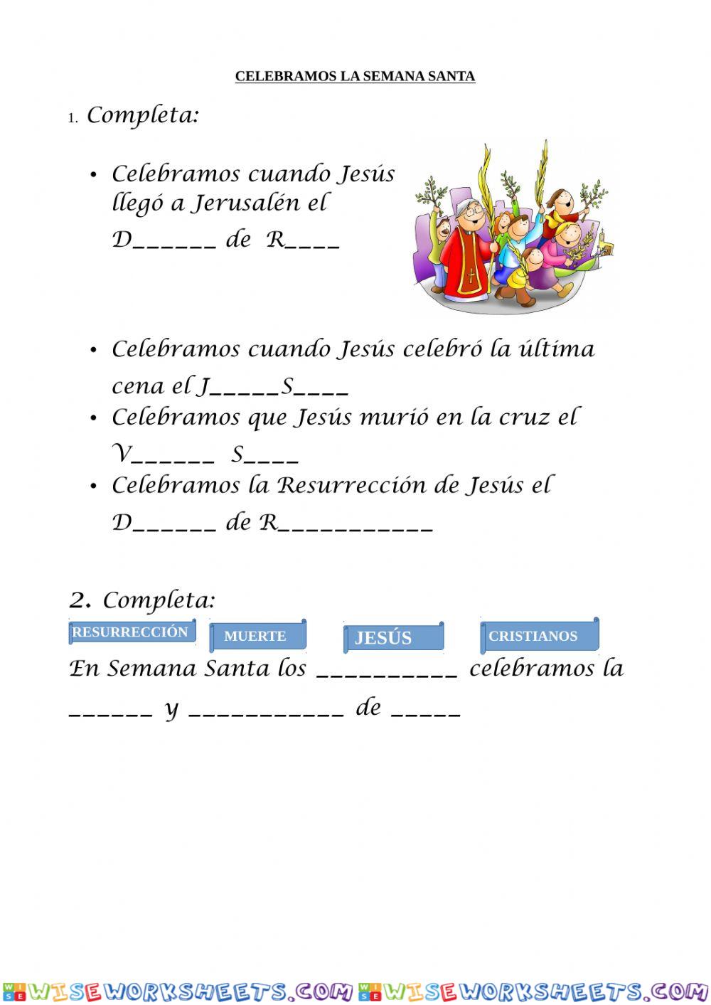 Ficha interactiva celebramos la semana santa