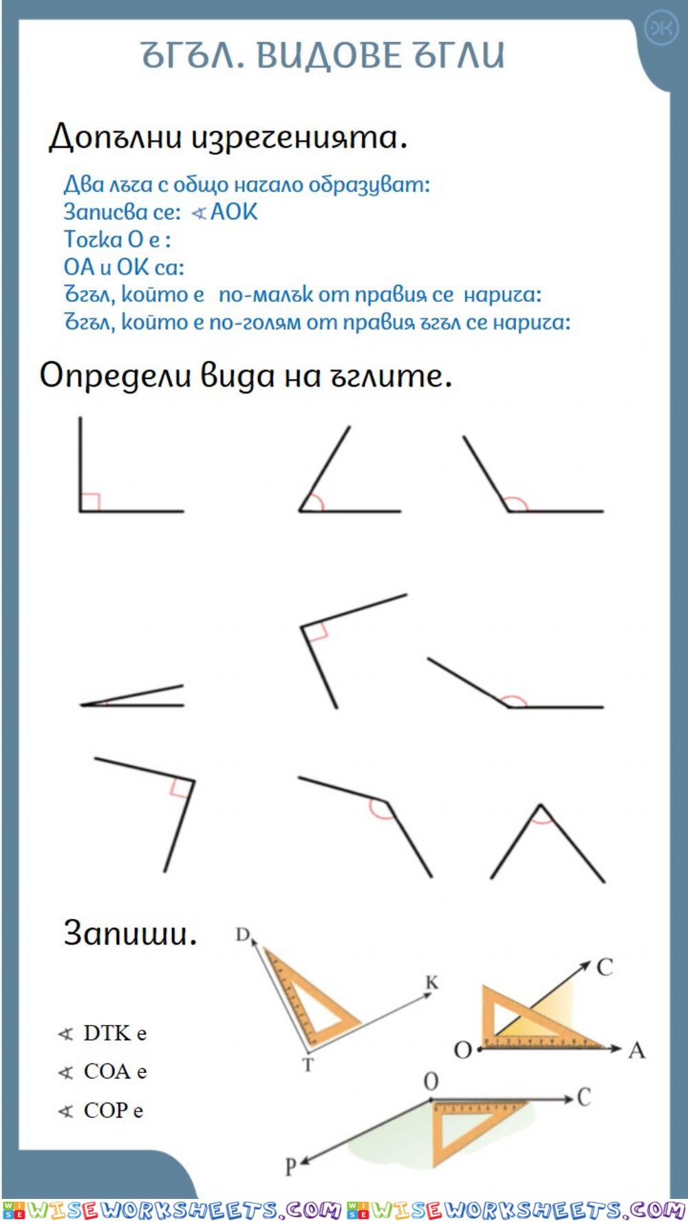 Видове ъгли