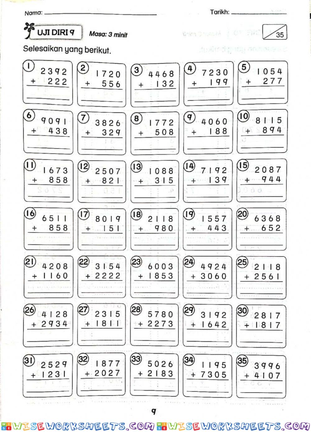 Uji Diri 9 Matematik Tahun 3