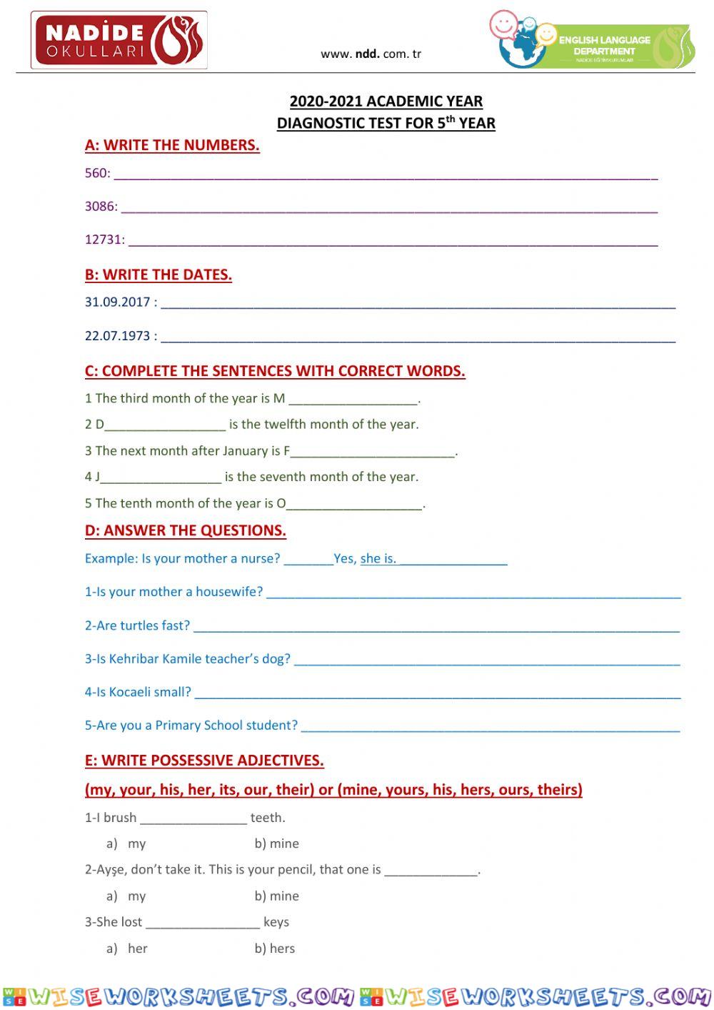 5th Grades First Quiz