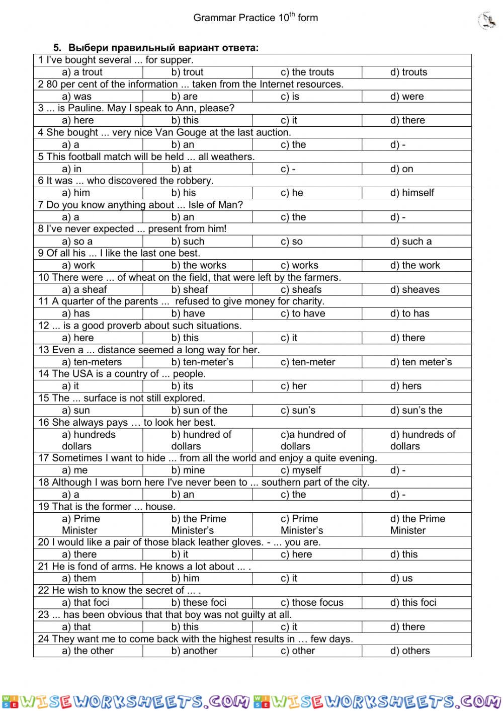 worksheet