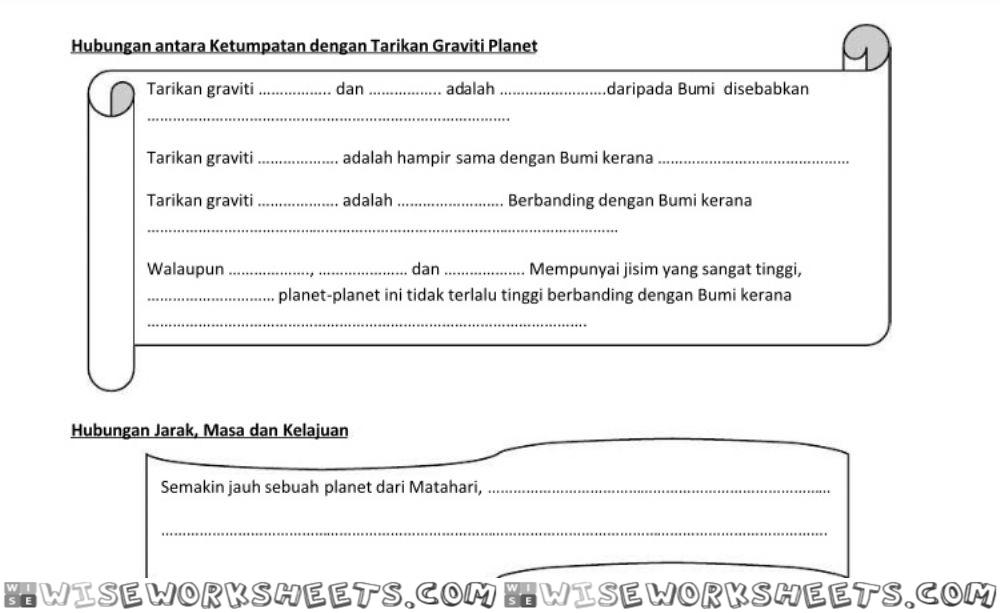 Hubungan antara Ketumpatan dengan Tarikan Graviti Planet dan Hubungan Jarak, Masa dan Kelajuan