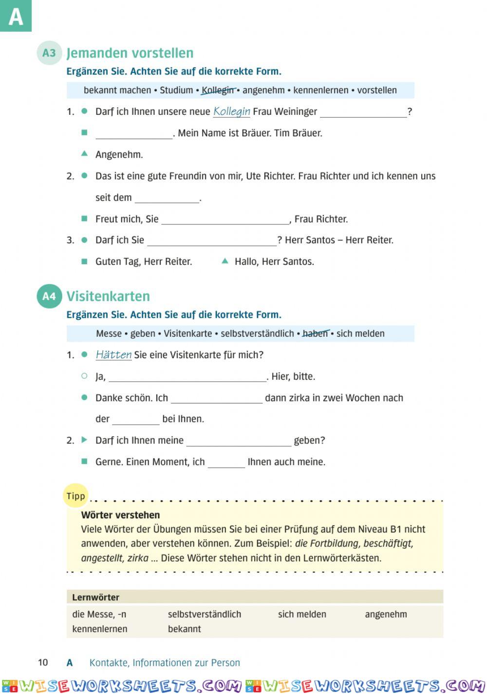 Wortschatz und Grammatik B1