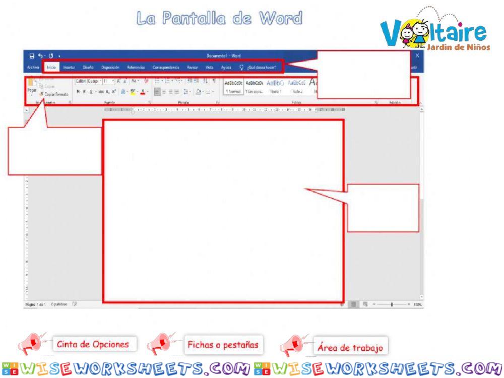 La pantalla de word