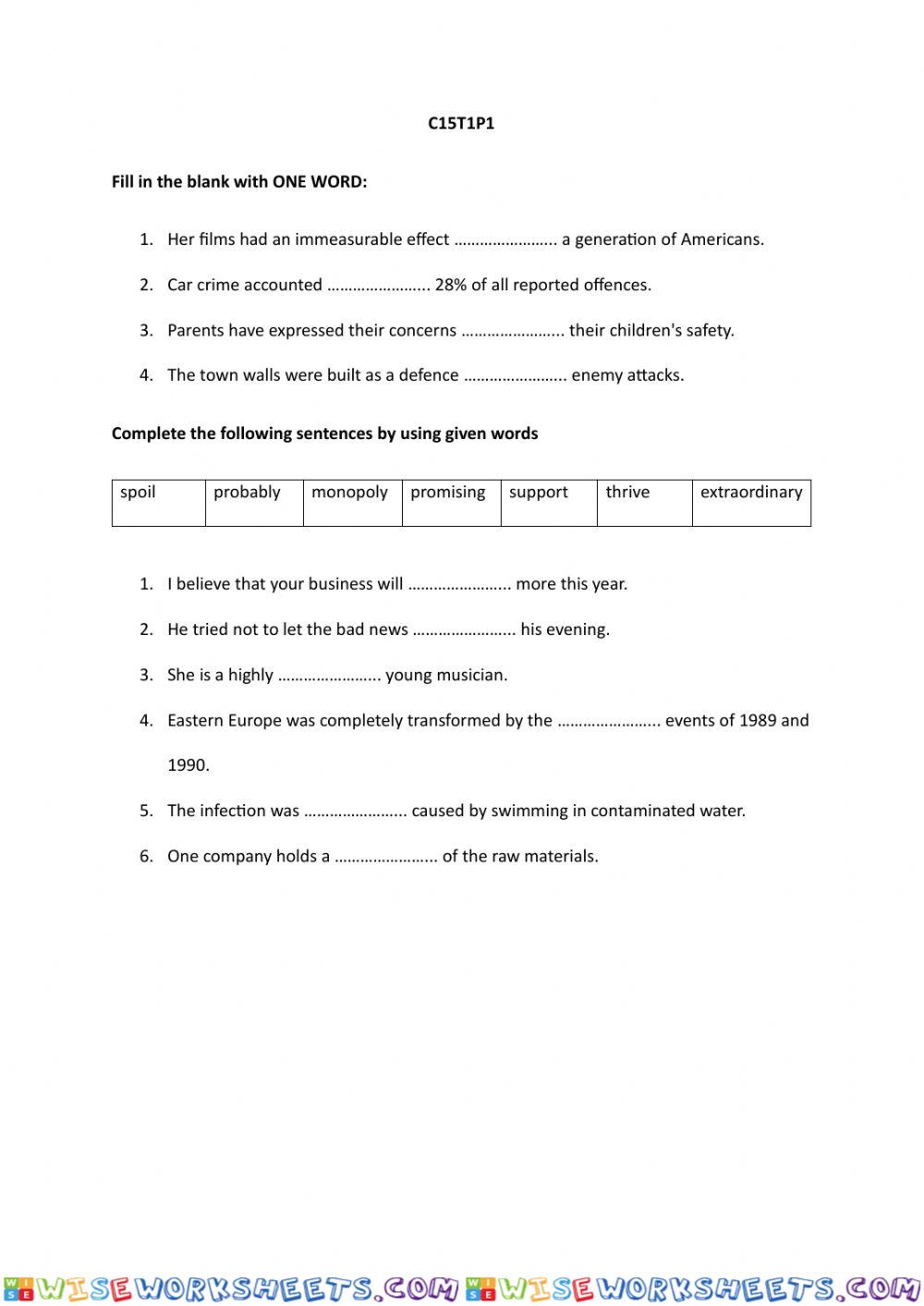 worksheet