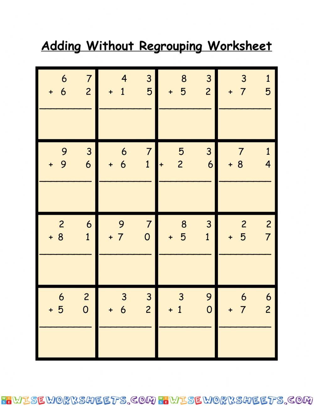 Addition without regrouping