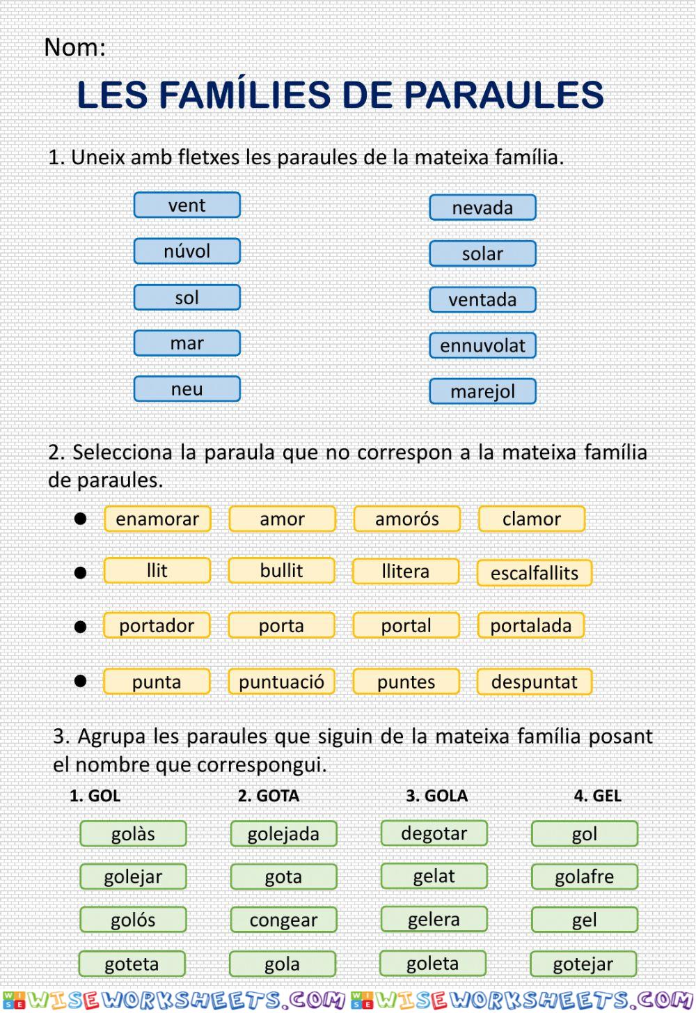 Les famílies de paraules