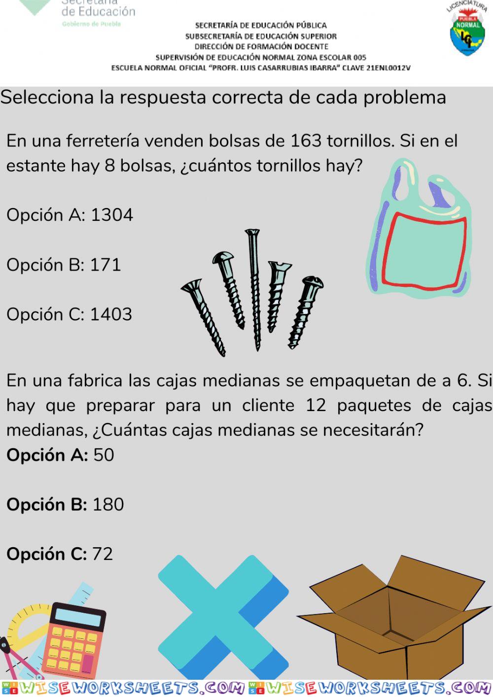 Resuelve los siguientes problemas