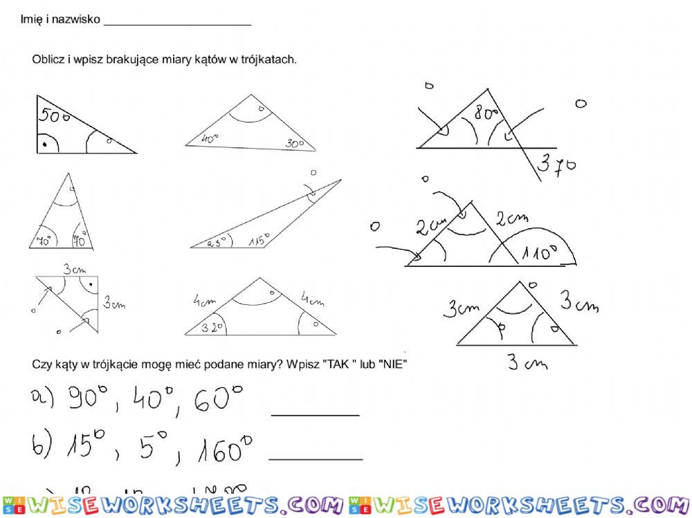 kąty w trójkątach