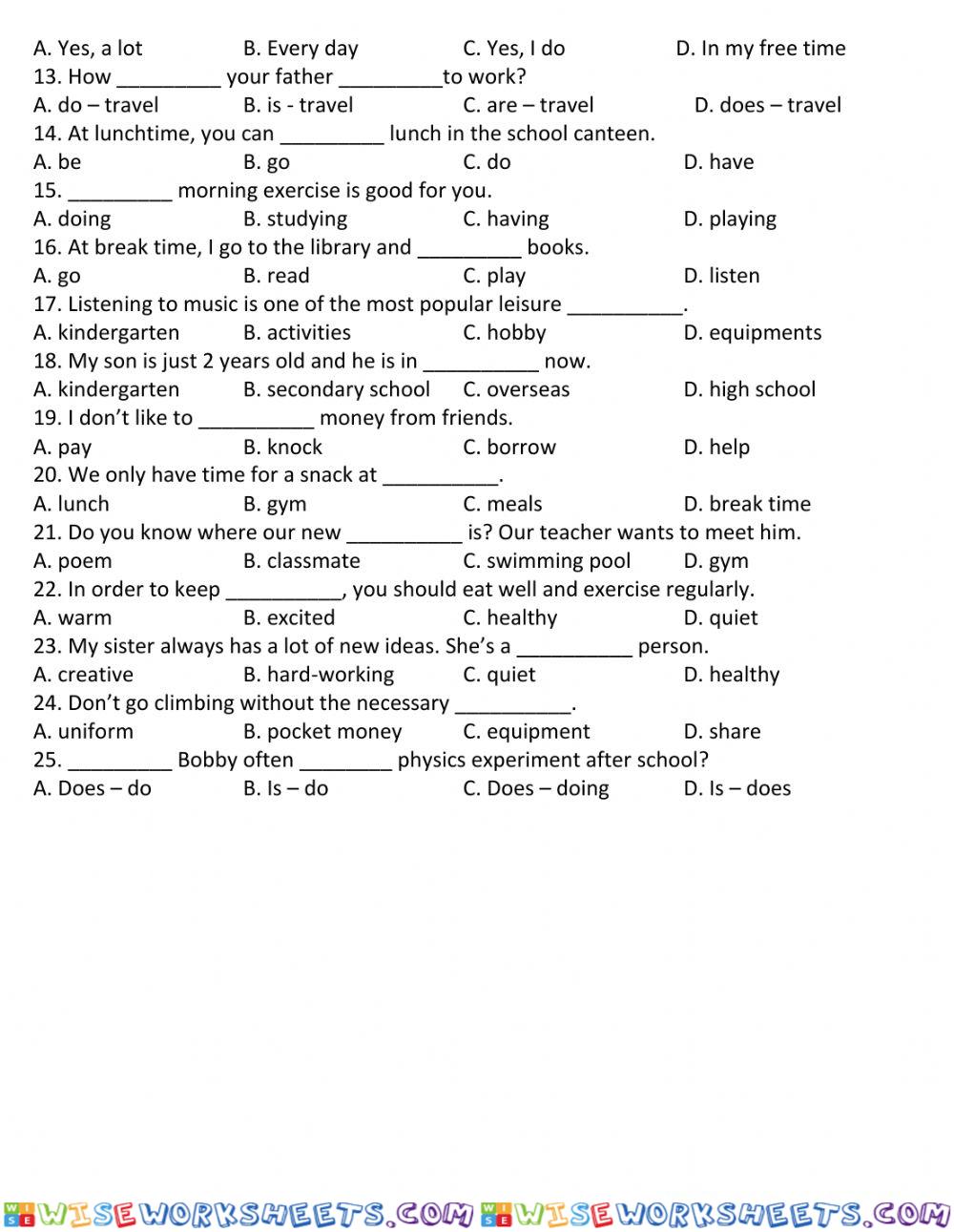 worksheet