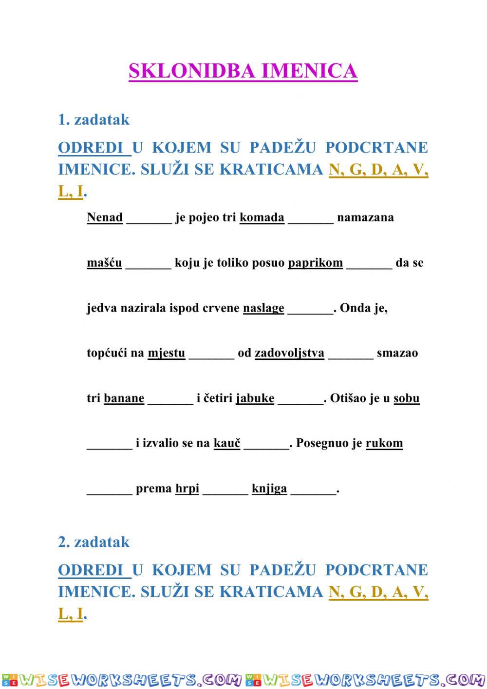 Sklonidba imenica - 5.