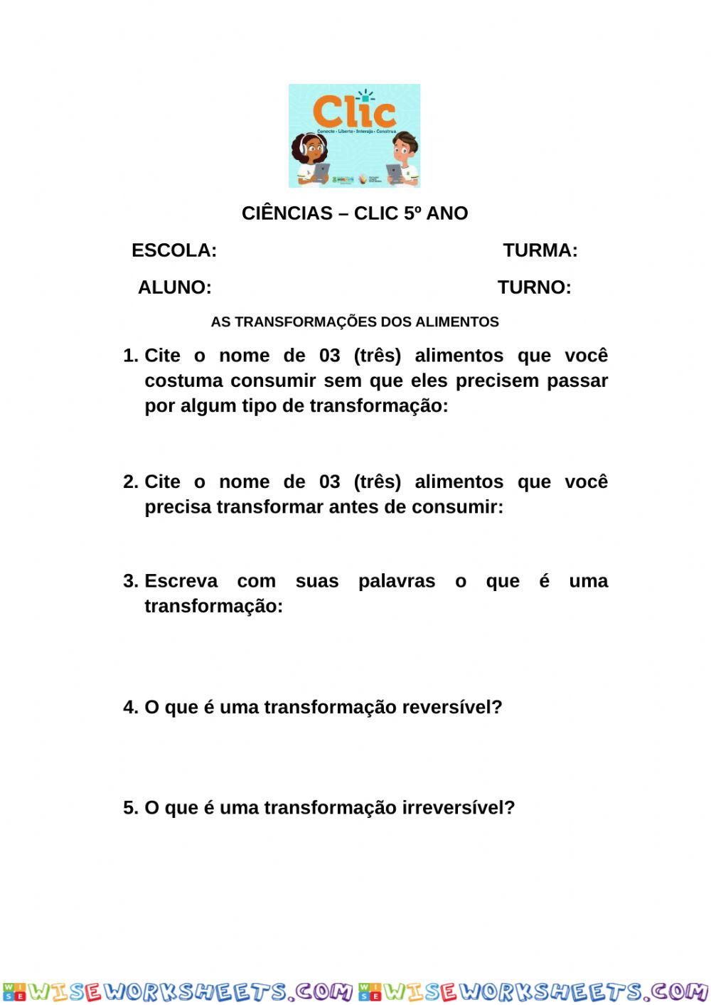 As tranformações dos alimentos - EF04CI03