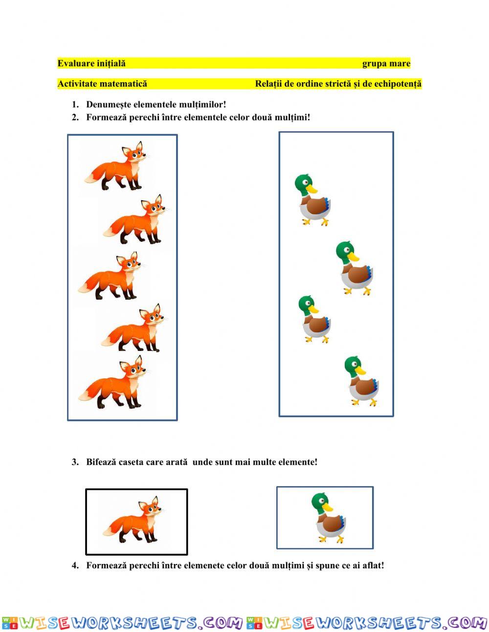 Evaluare inițialî matematică