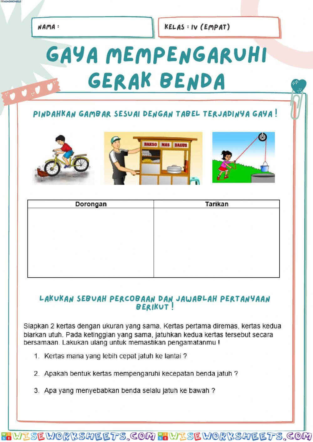 Gaya mempengaruhi gerak benda