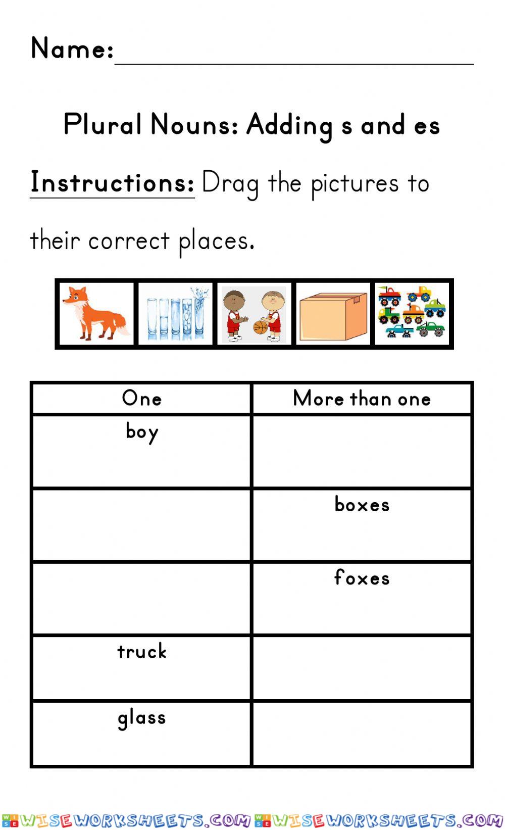 Plural Nouns Adding s and es