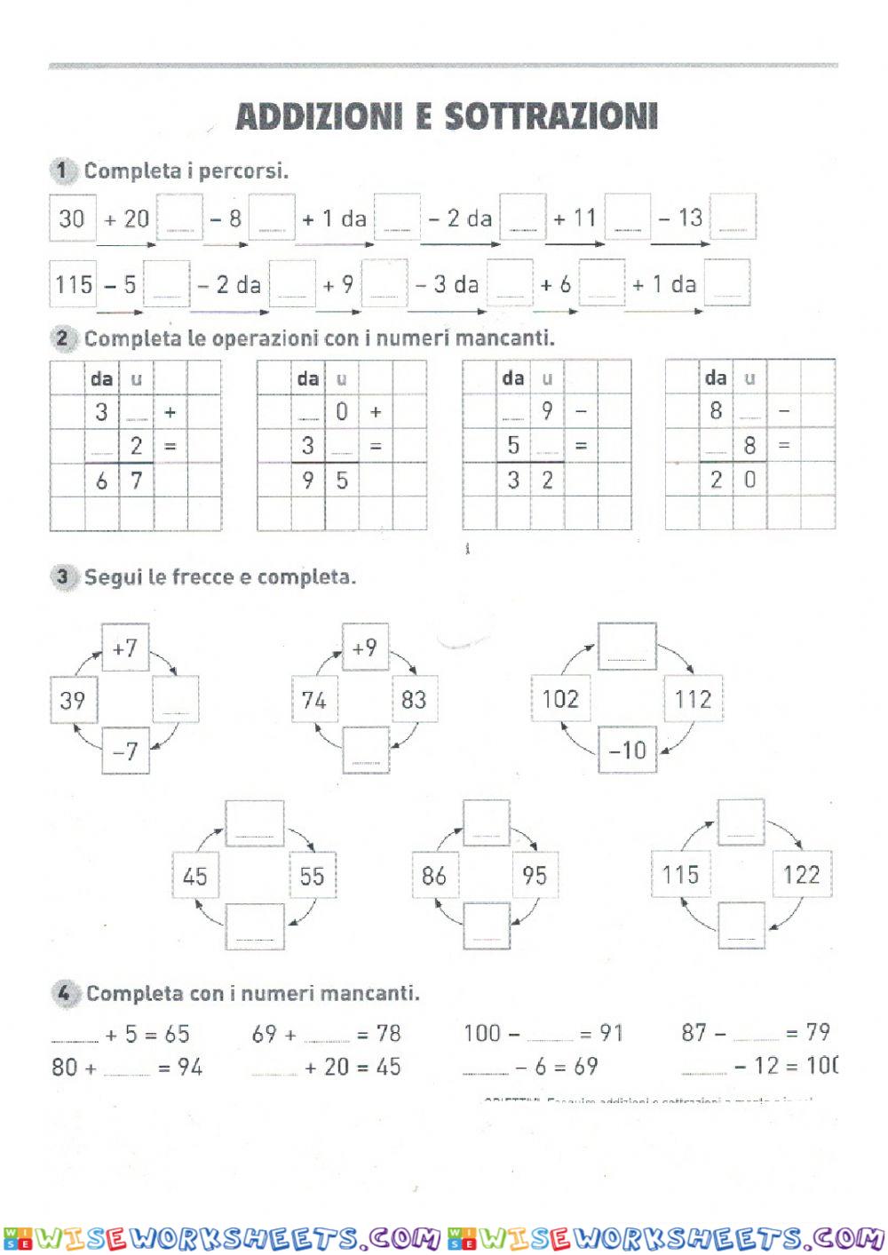 Addizioni e sottrazioni aperte