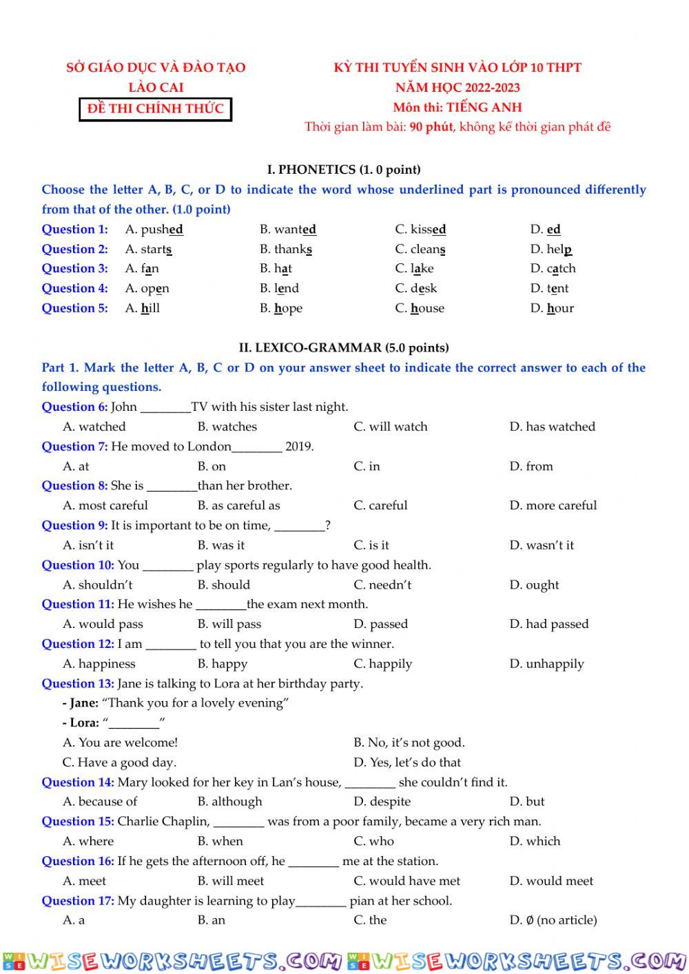 worksheet