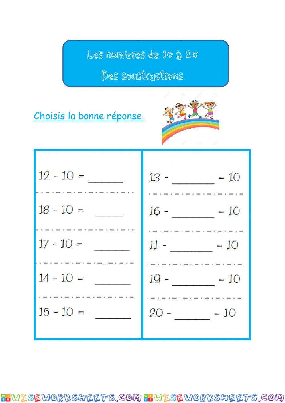 Les nombres de 10 à 20