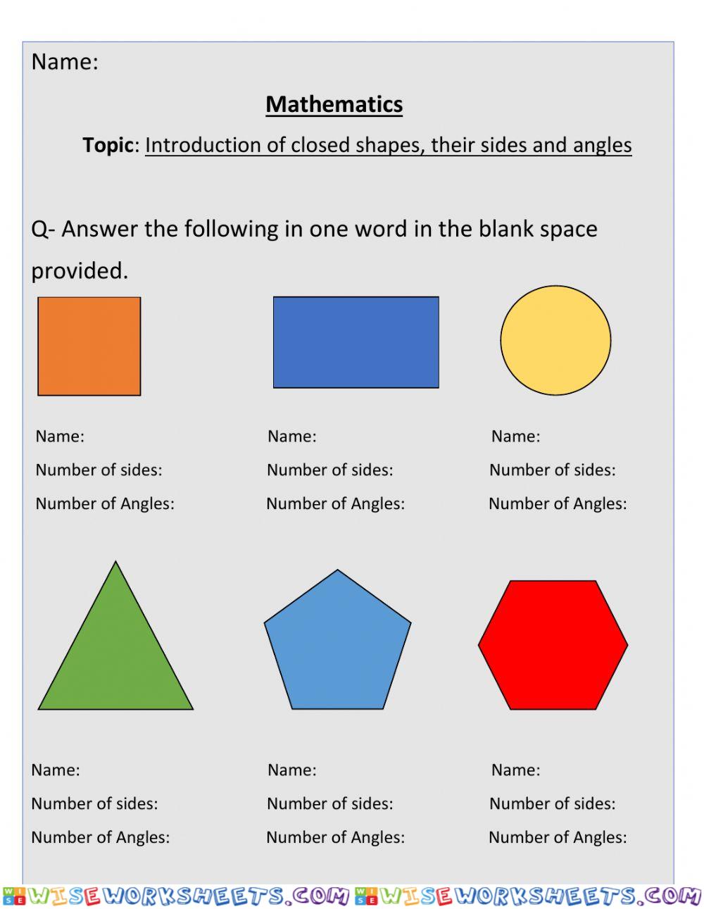 Mathematics class-6th Mensuration(Introduction of closed shapes, their sides and angles)