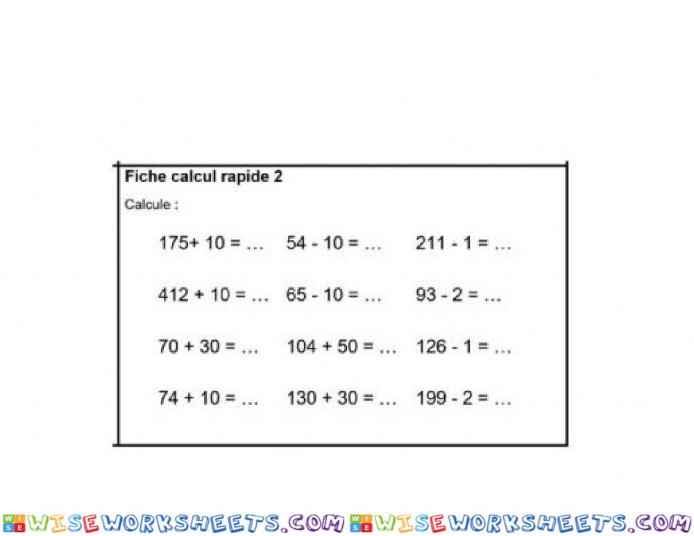 Calcul mental module 9 séance 4