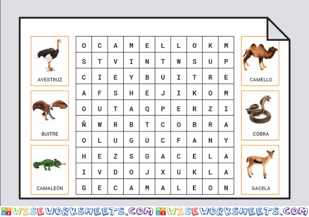 Sopa de letras ANIMALES