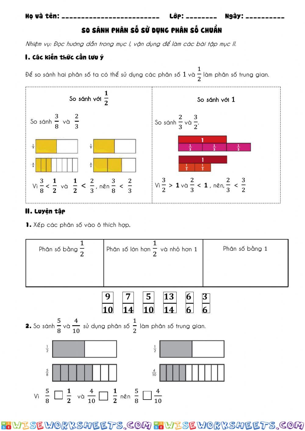 So sánh phân số sử dụng phân số trung gian