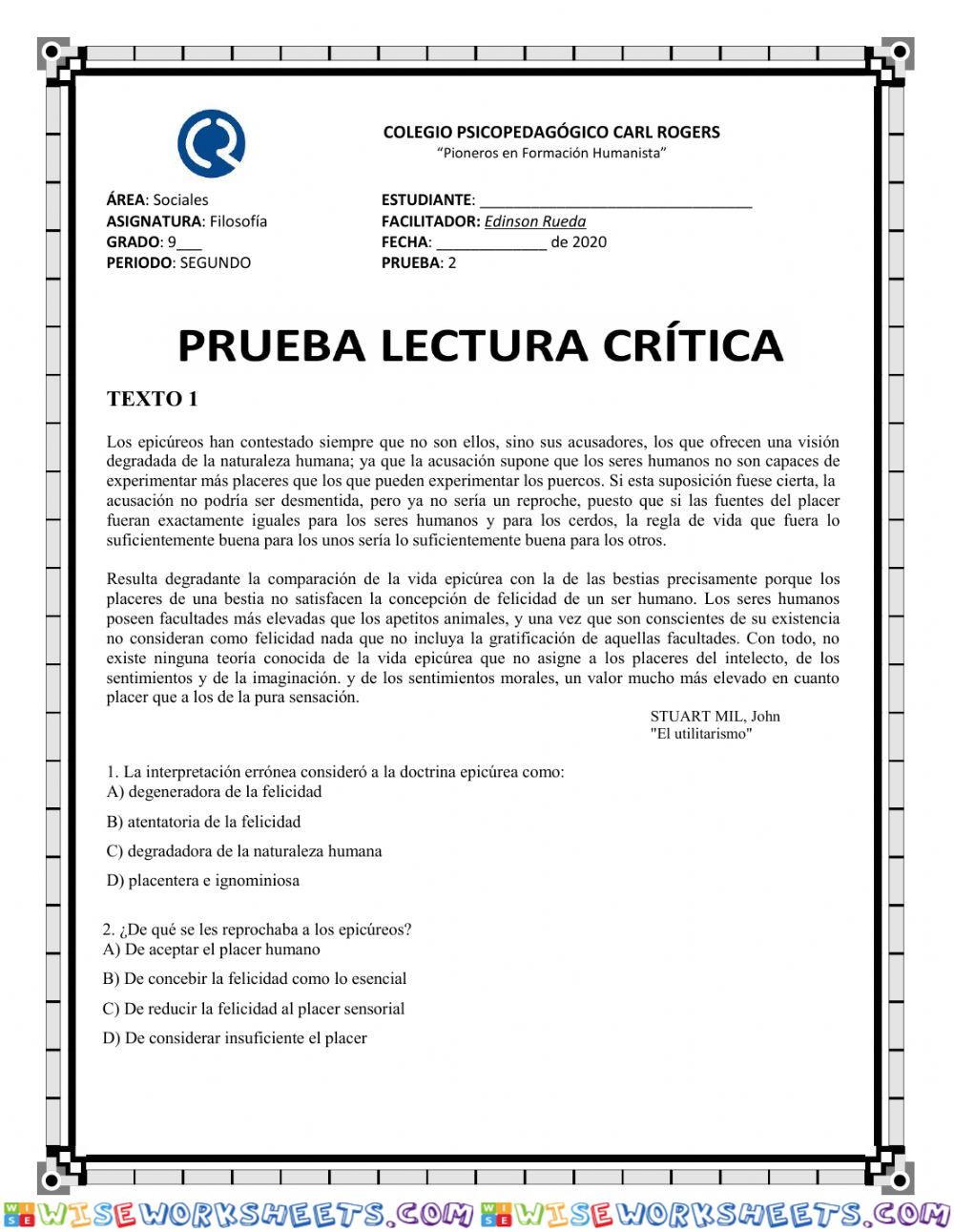 Prueba saber filosofía 9