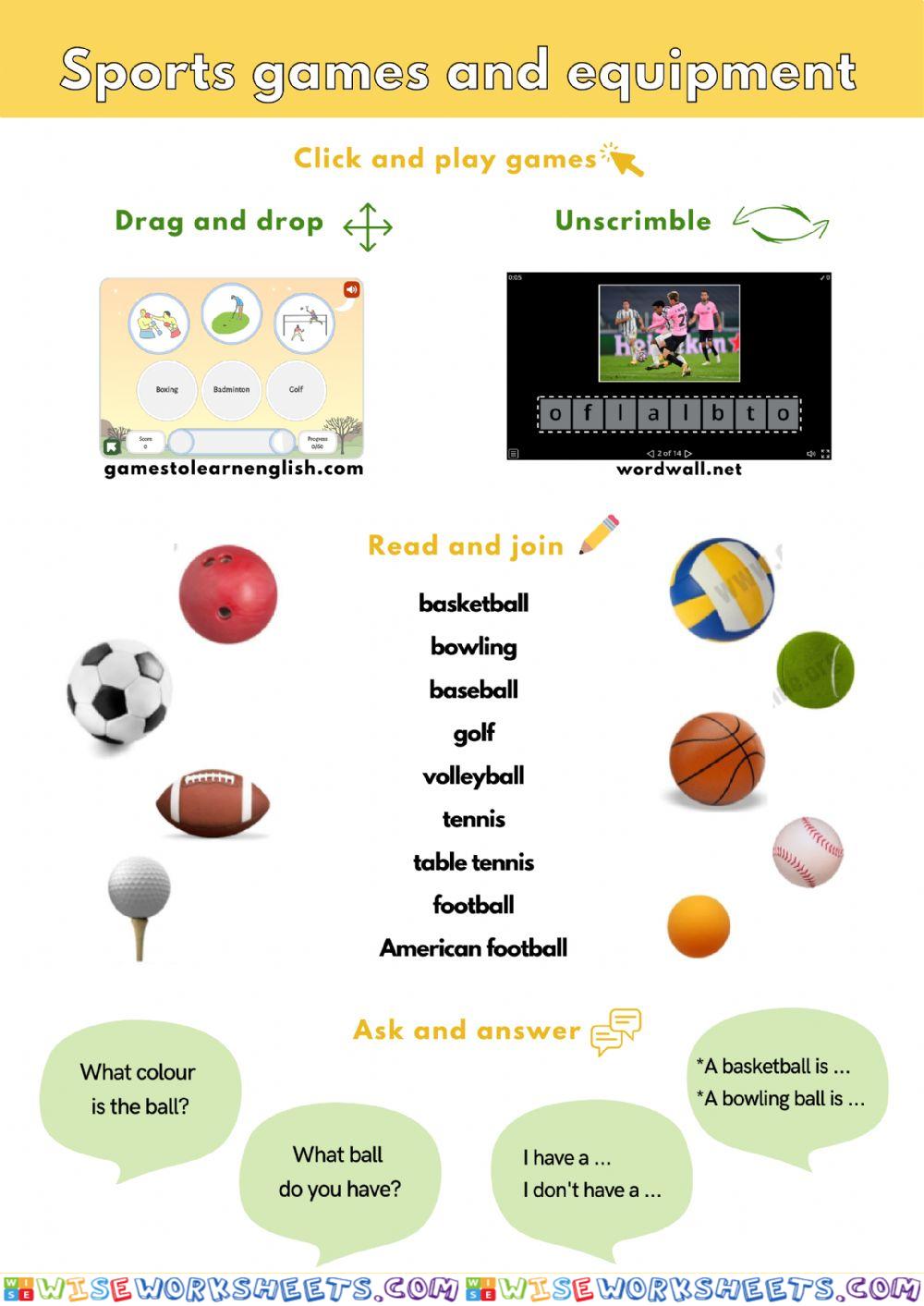 Sports games and equipment
