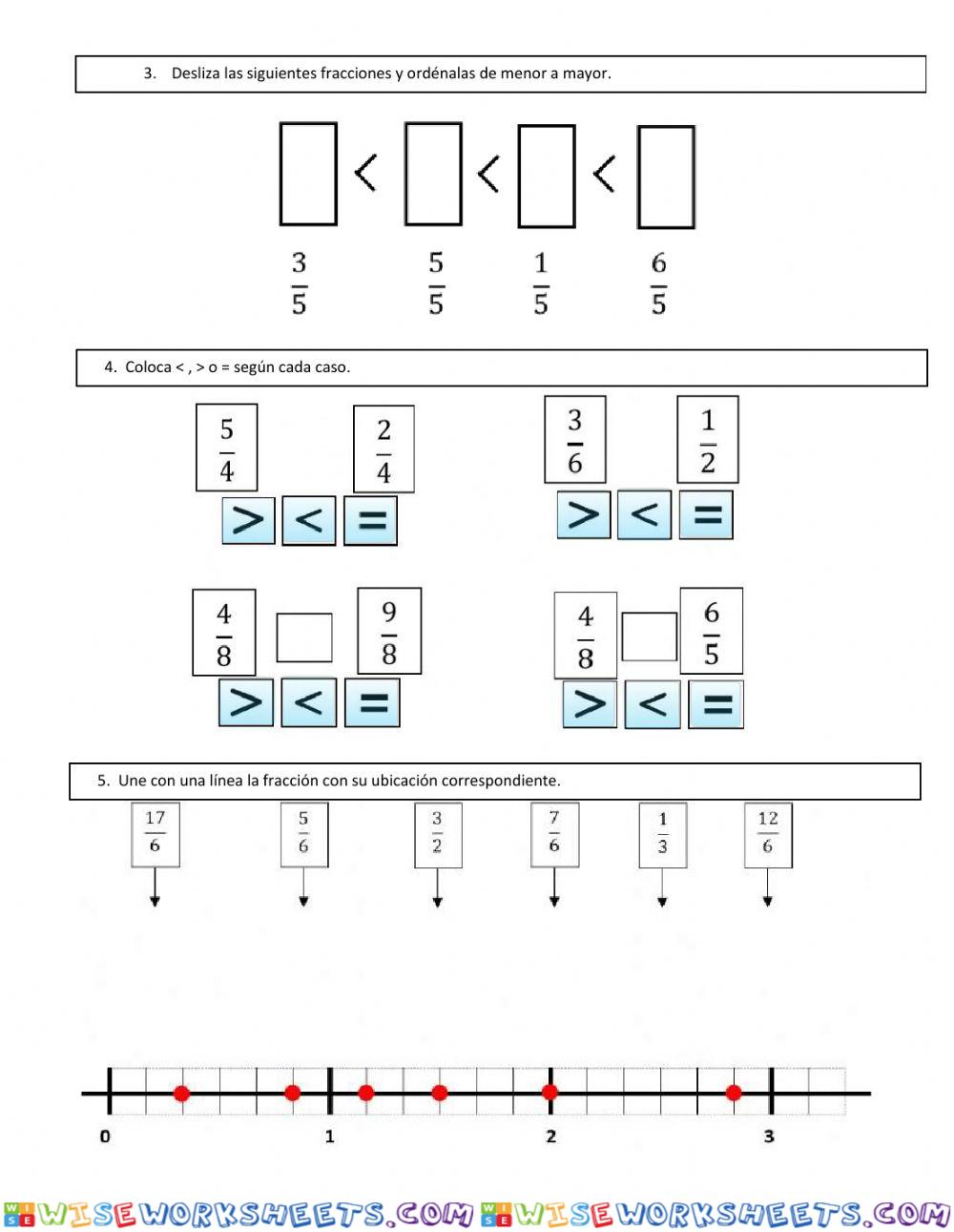 Fracciones parte 1 worksheet online wiseworksheets