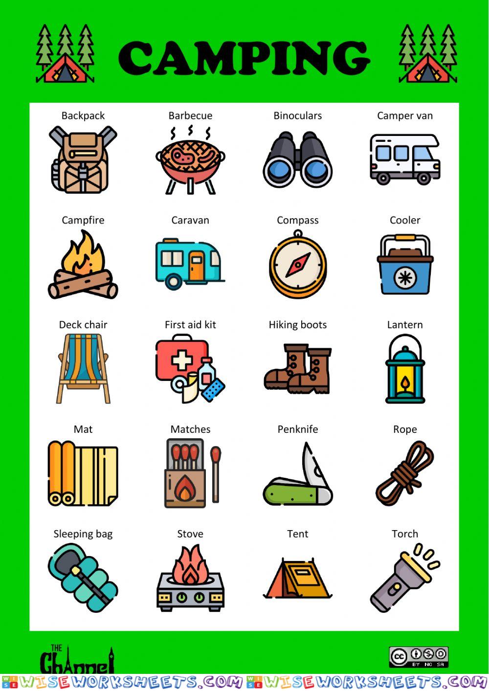 CAMPING VOCABULARY (20 words)