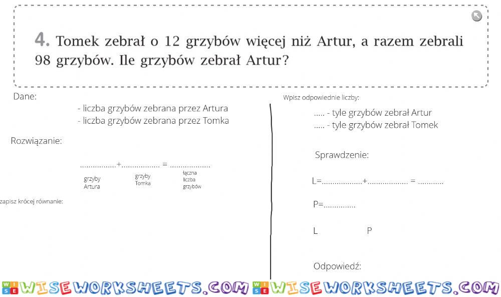 Klasa 6 zadanie tekstowe