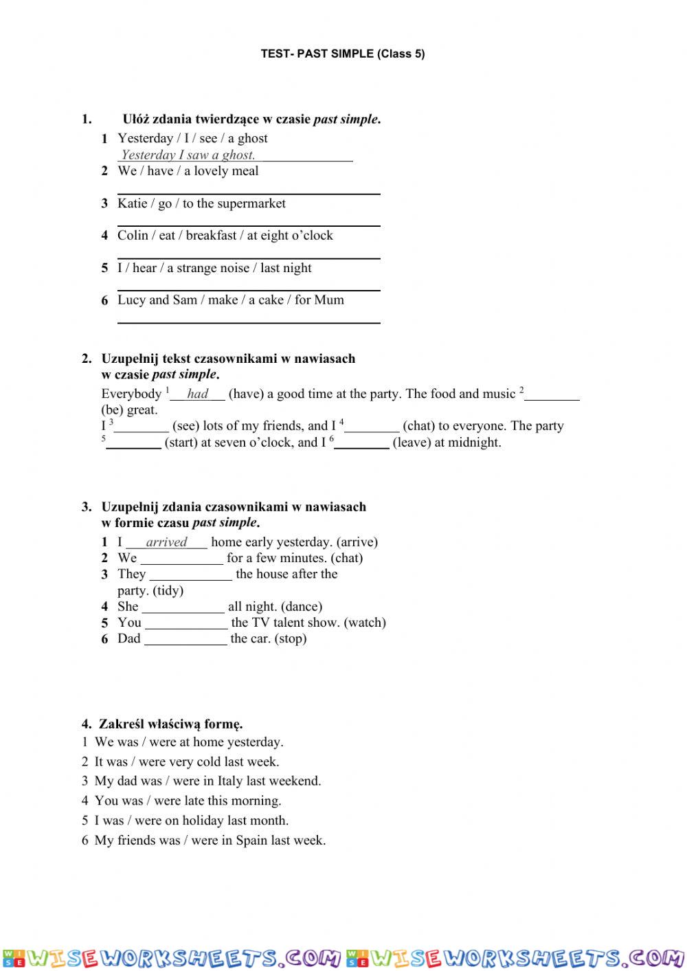 Past Simple -Test
