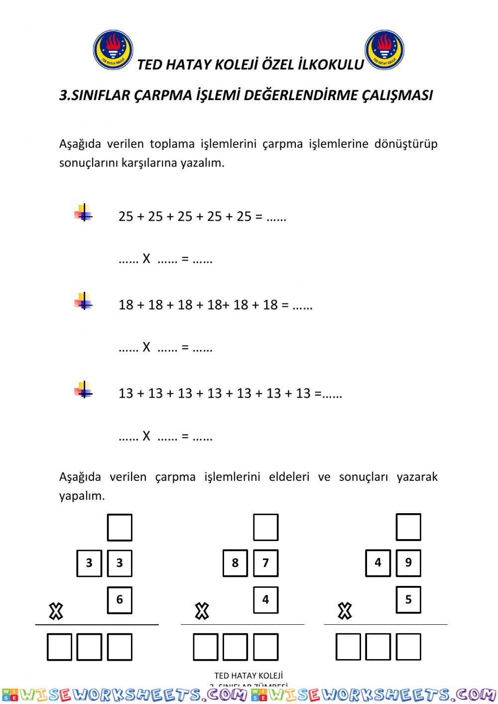 Çarpma i̇şlemi̇