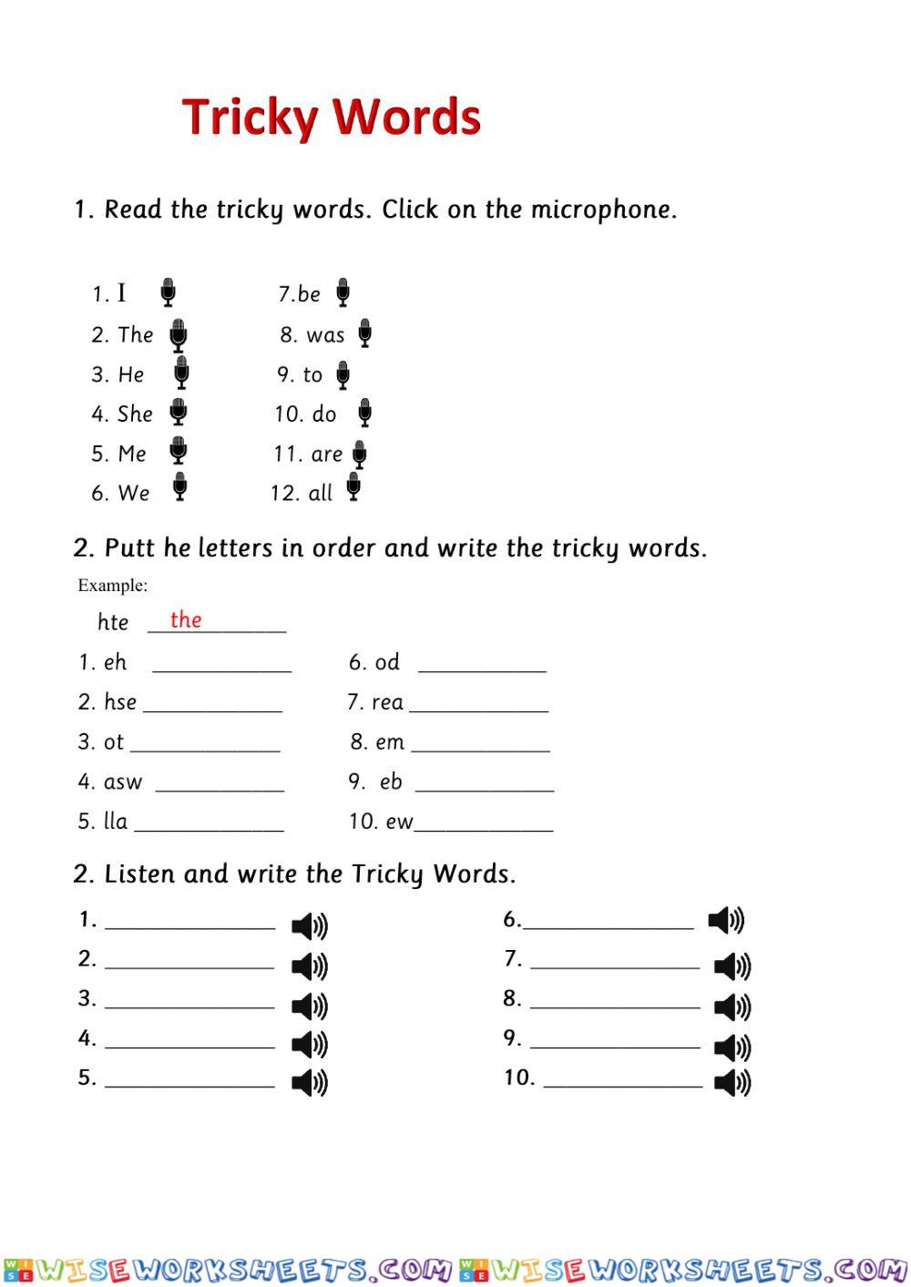 Tricky words- red level