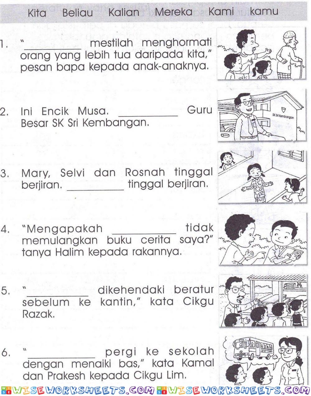 Kata ganti nama diri- pilih jawapan