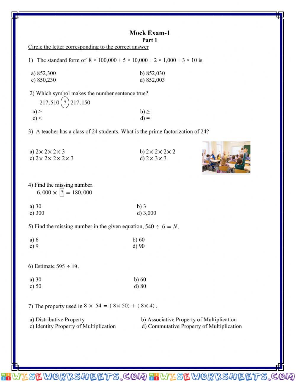 Grade 5 term 1 - exam revision 1