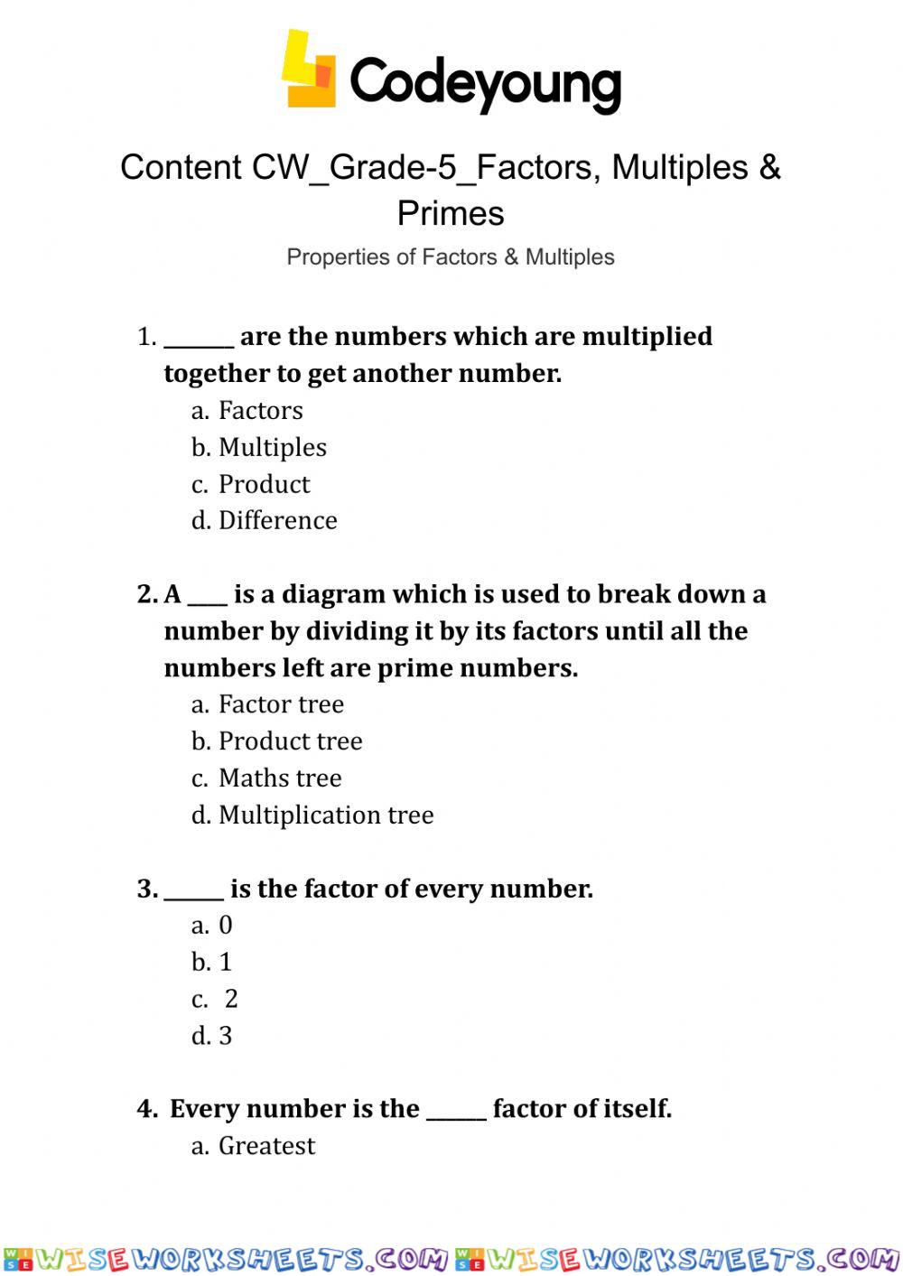 Factors and multiples