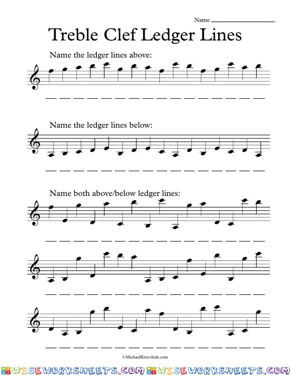 Treble Clef Leger Line Notes