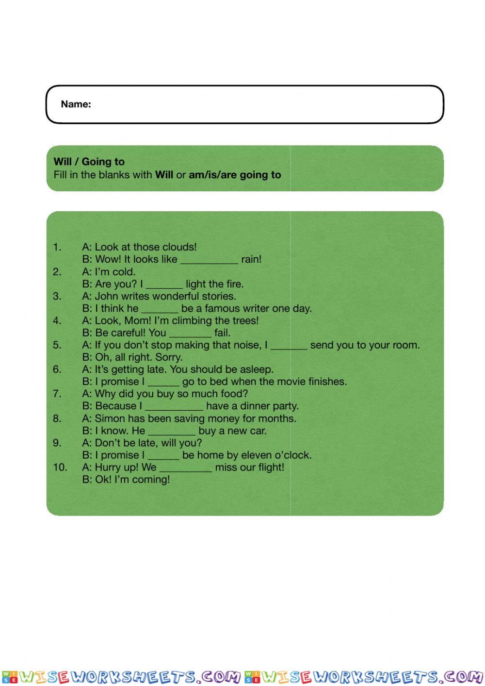 Grammar. Will-going to