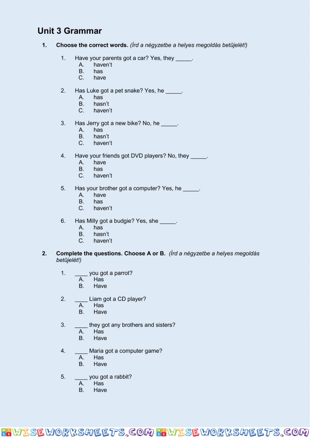 Unit 3 Grammar
