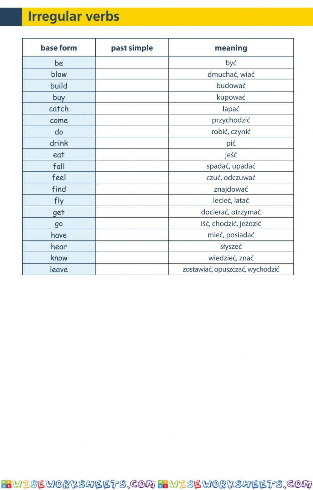 Irregular Verbs Junior explorer part 1