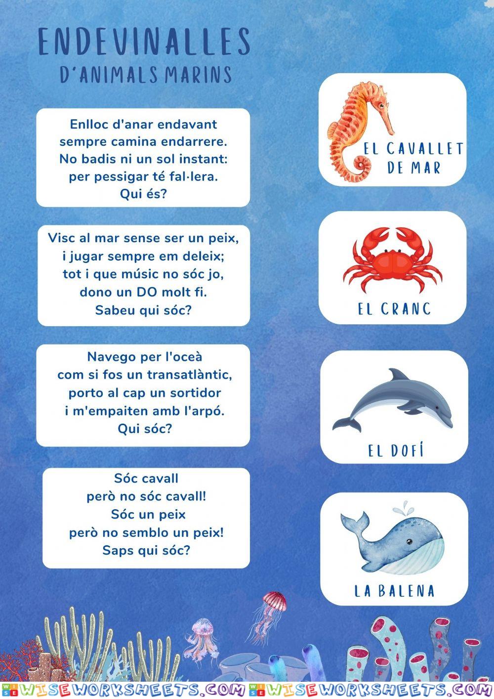 Endevinalles d'animals marins