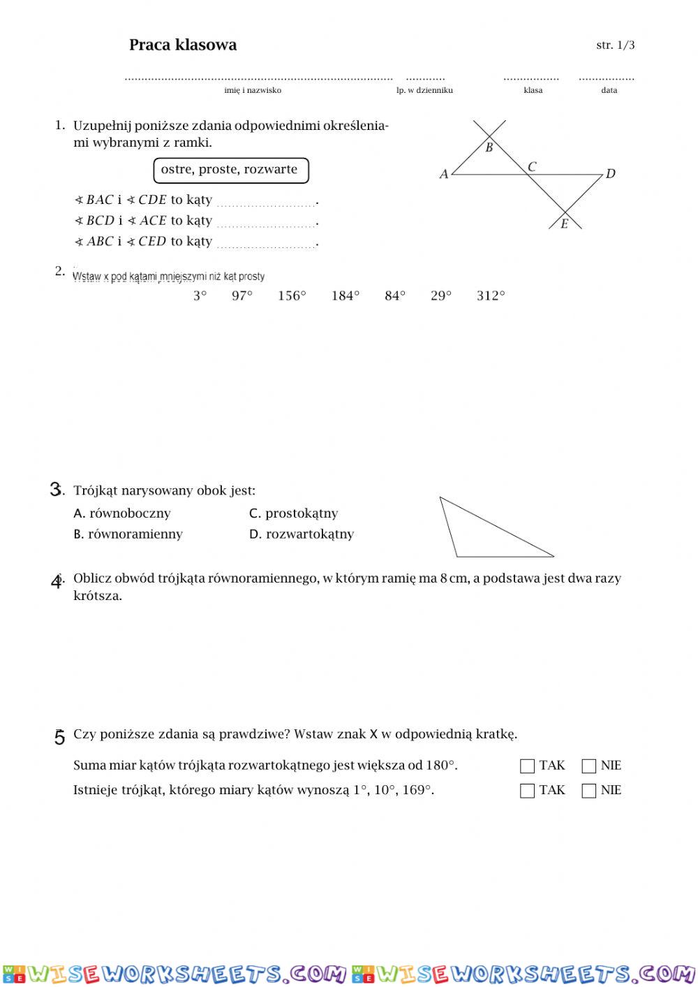 Test figury geometryczne kl 5